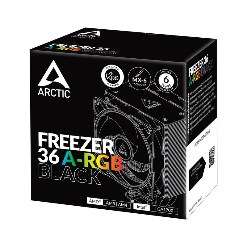 ARCTIC Freezer 36 A - RGB Tower CPU Air Cooler with 120mm P12 PWM - Black - SWIFT PERIPHERALSACFRE00124A