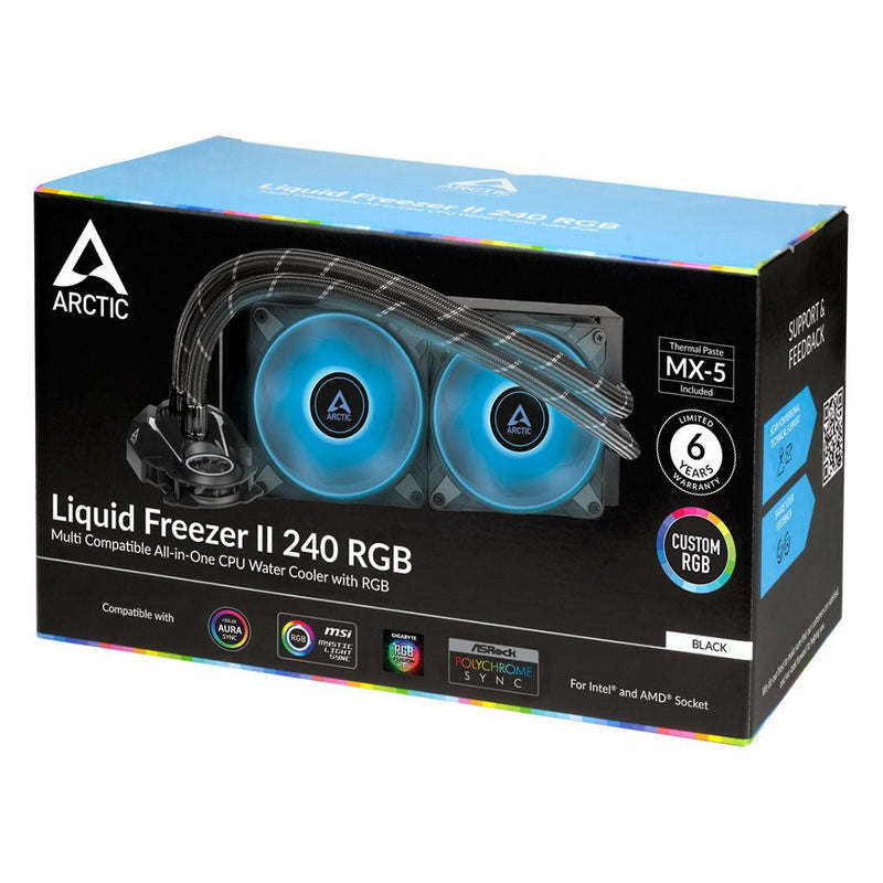 ARCTIC Liquid Freezer II 240 RGB 240mm AIO CPU Liquid Cooler with PWM Pump and VRM Fan - SWIFT PERIPHERALSACFRE00098A