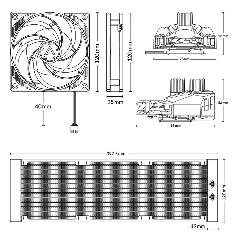 ARCTIC Liquid Freezer II 360 AIO 360mm CPU Liquid Cooler with PWM Pump and VRM Fan - SWIFT PERIPHERALSACFRE00068B