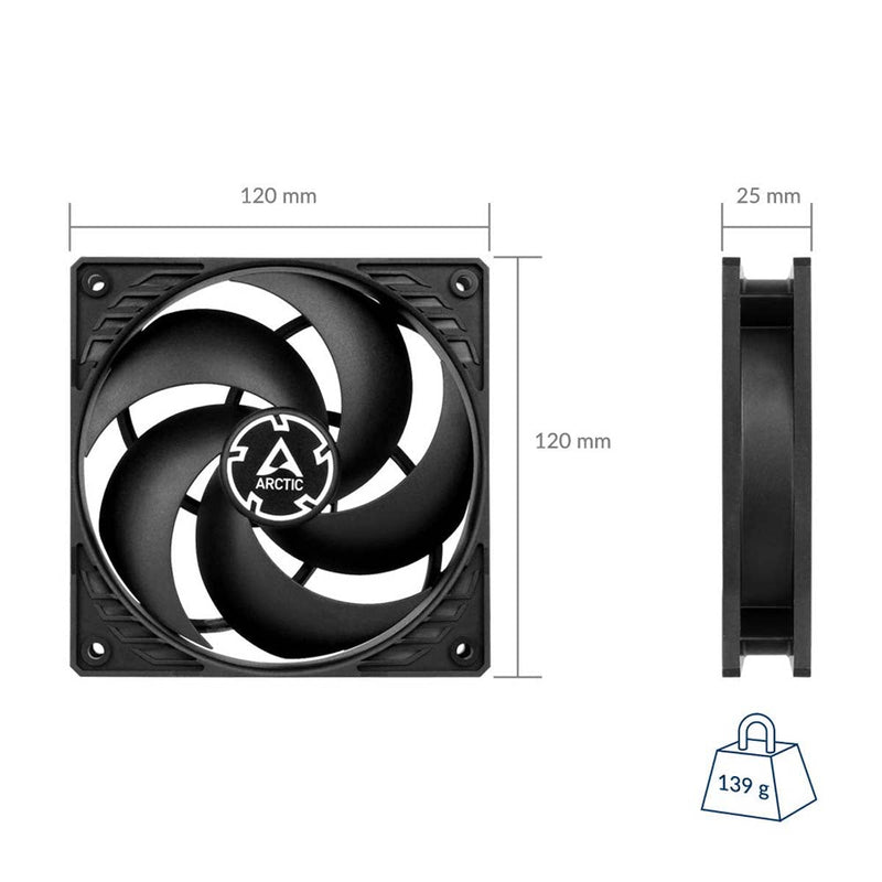 ARCTIC P12 PWM 120mm CPU Case Cooling Fan - Black - SWIFT PERIPHERALSACFAN00119A