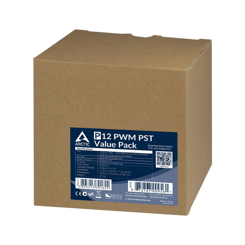 ARCTIC P12 PWM PST (BLACK) - 5 PACK ACFAN00137A - SWIFT PERIPHERALS1092343