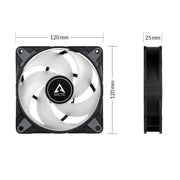ARCTIC P12 PWM PST RGB 120mm CPU Case Cooling Fan Pack of 3 with 0dB Technology - SWIFT PERIPHERALSACFAN00230A