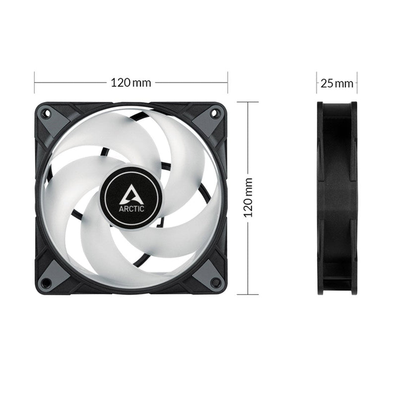 ARCTIC P12 PWM PST RGB 120mm CPU Case Cooling Fan Pack of 3 with 0dB Technology - SWIFT PERIPHERALSACFAN00230A