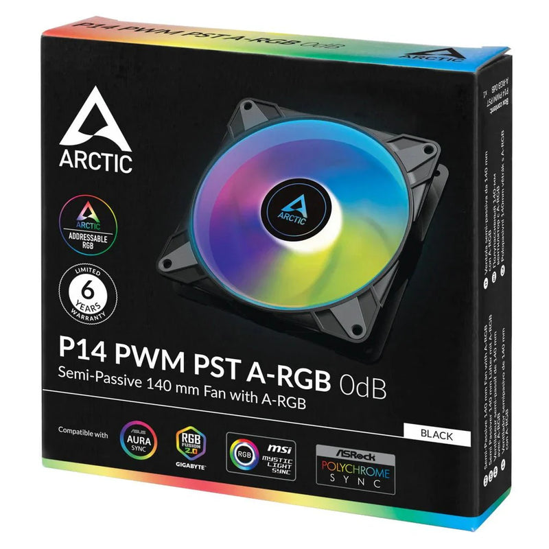 ARCTIC P14 PWM PST A - RGB 140 mm CPU Case Cooling Fan - Black - SWIFT PERIPHERALSACFAN00239A