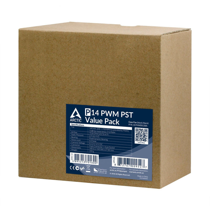ARCTIC P14 PWM PST VALUE PACK 140 MM FAN WITH PWM (5 PACK) ACFAN00138A - SWIFT PERIPHERALS1093823