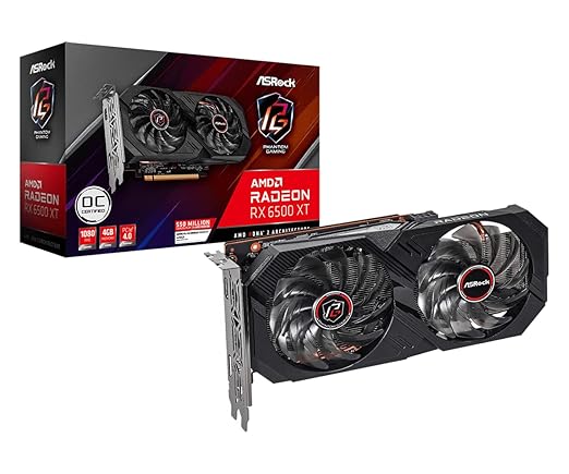 ASRock AMD Radeon RX 6500XT Phantom Gaming D OC 4GB GDDR6 64BIt Graphics Card - SWIFT PERIPHERALSRX-6500-XT-PGDD-4GO
