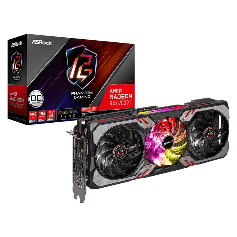 ASRock AMD Radeon RX 6700 XT Phantom Gaming D OC Edition 12GB GDDR6 192 - Bit Graphics Card - SWIFT PERIPHERALSRX6700XT-PGD-12GO
