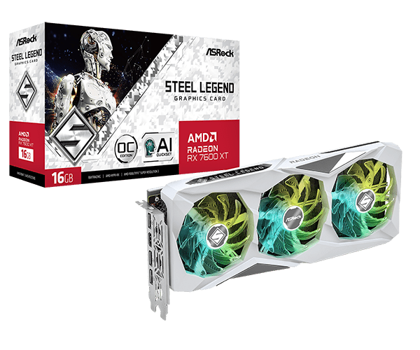 ASRock AMD Radeon RX 7600 XT Steel Legend 16GB OC GDDR6 128 - Bit Super Alloy Graphics Card - SWIFT PERIPHERALSRX7600XT-SL-16GO