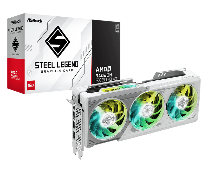 ASROCK AMD RADEON RX 9070 XT STEEL LEGEND 16GB WHITE - SWIFT PERIPHERALS1092990