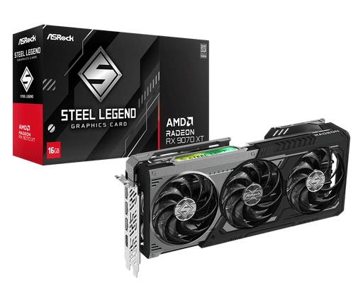ASROCK AMD RADEON RX 9070 XT STEEL LEGEND DARK 16GB - SWIFT PERIPHERALS1092991