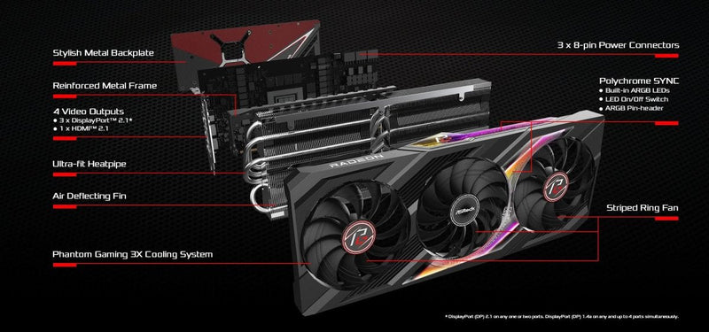 ASROCK AMD RADEON RX7900XTX 24GB PHANTOM GAMING OC GRAPHIC CARD - SWIFT PERIPHERALS1088329