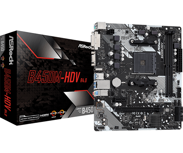 ASROCK B450M HDV R4.0 AMD AM4 MOTHERBOARD - SWIFT PERIPHERALS103848