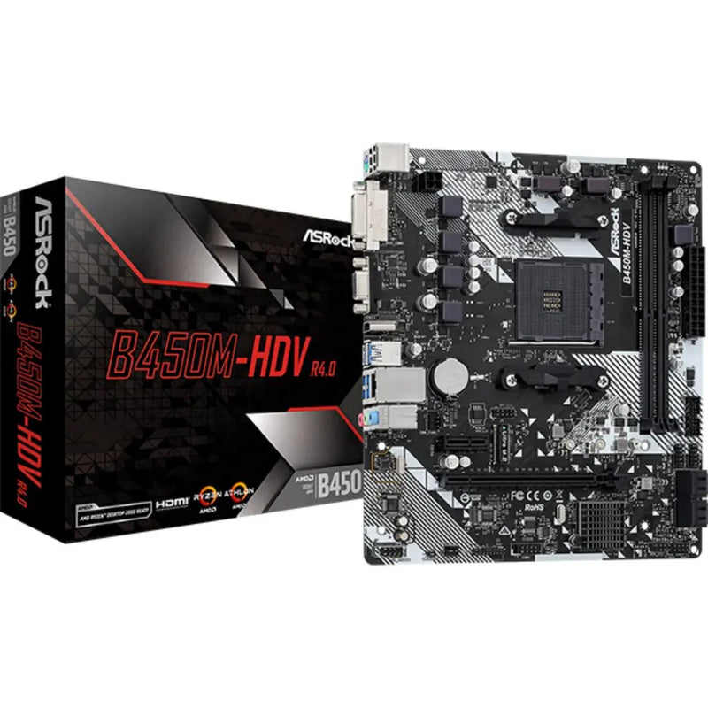 ASRock B450M - HDV R4.0 B450 AM4 DDR4 Micro ATX Motherboard - SWIFT PERIPHERALSASRB450M-HDV-R4