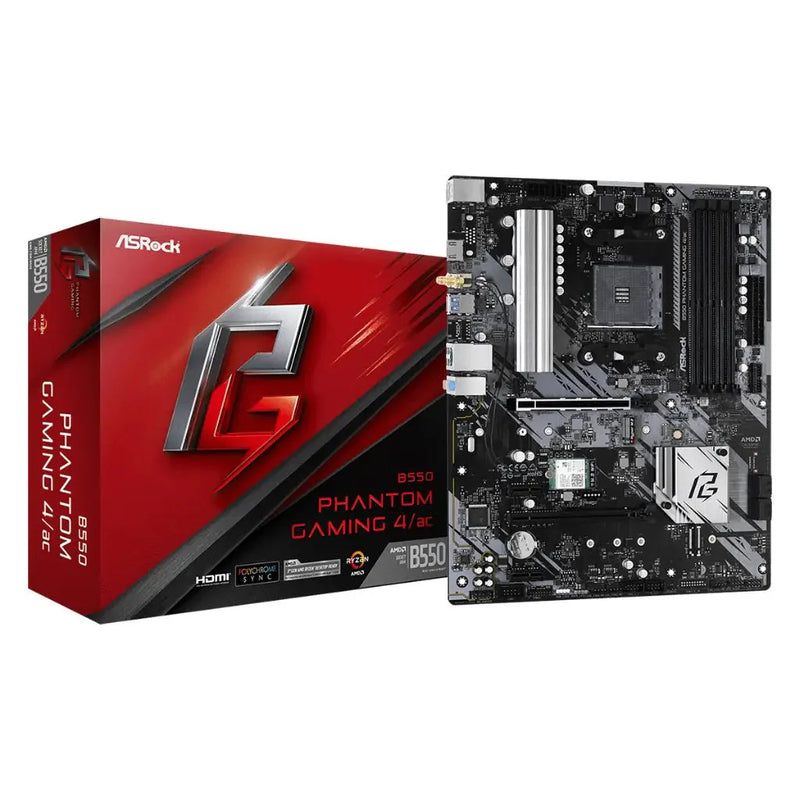 ASRock B550 Phantom Gaming 4 AC AMD B550 AM4 DDR4 ATX Motherboard - SWIFT PERIPHERALSASRB550PHAGAMG4/AC
