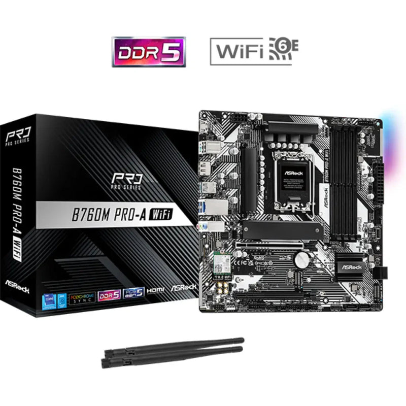 ASRock B760M PRO - A WIFI B760 Intel LGA1700 DDR5 Micro - ATX Motherboard - SWIFT PERIPHERALSB760M-PRO-A-WIFI