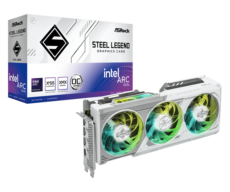 ASROCK INTEL ARC B580 STEEL LEGEND 12GB OC GRAPHIC CARD - SWIFT PERIPHERALS1094052