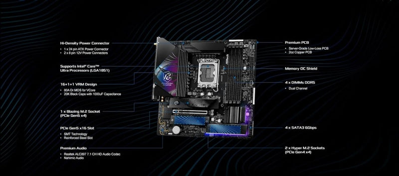 ASROCK PHANTOM GAMING Z890M RIPTIDE WIFI 6E DDR5 MICRO ATX MOTHERBOARD - SWIFT PERIPHERALS1094933