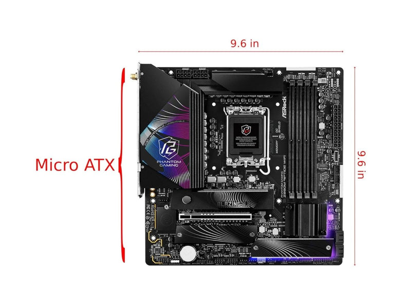 ASROCK PHANTOM GAMING Z890M RIPTIDE WIFI 6E DDR5 MICRO ATX MOTHERBOARD - SWIFT PERIPHERALS1094933