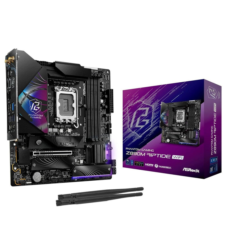 ASROCK PHANTOM GAMING Z890M RIPTIDE WIFI 6E DDR5 MICRO ATX MOTHERBOARD - SWIFT PERIPHERALS1094933