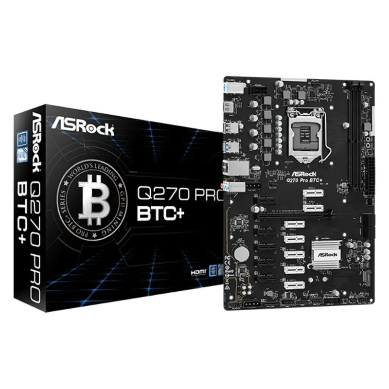 ASRock Q270 Pro BTC+ Intel LGA 1151 DDR4 ATX Mining Motherboard - SWIFT PERIPHERALSASROCK-Q270-PRO-BTC+