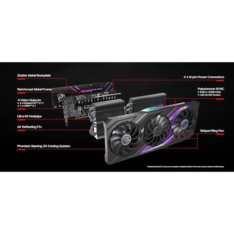 ASRock Radeon RX7800XT Phantom Gaming 16GB OC Graphics Card - SWIFT PERIPHERALSRX7800XT-PG-16GO