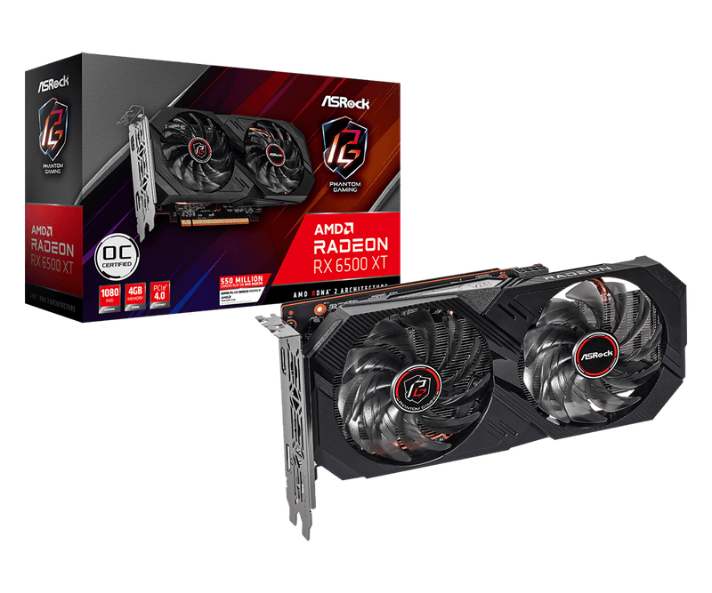 ASROCK RX 6500 XT PHANTOM GAMING D OC 4GB GAMING GRAPHICS CARD - SWIFT PERIPHERALS1091284