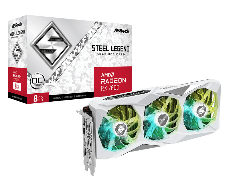 ASROCK RX 7600 STEEL LEGEND OC 8GB GRAPHICS CARD - SWIFT PERIPHERALS1091061