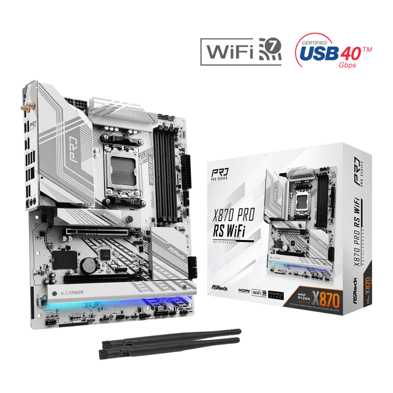 ASRock X870 Pro RS Wi - Fi AMD AM5 DDR5 ATX Motherboard - SWIFT PERIPHERALS‎X870-PRO-RS