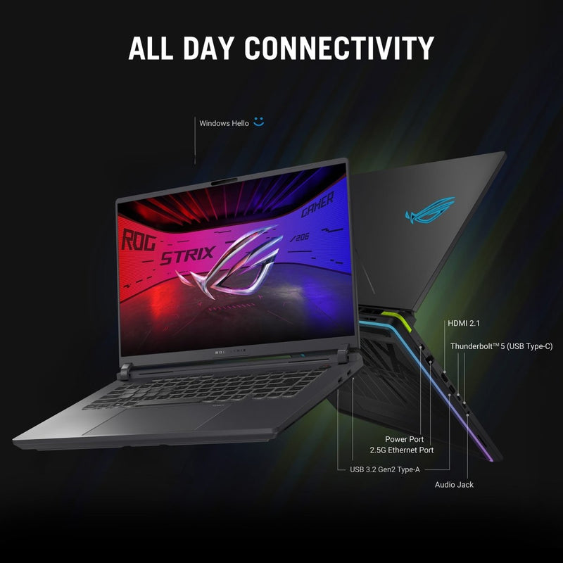 ASUS 2025 STRIX G16 I7 - 14650HX/ RTX5050 - 8GB/ 16G/ 1T/ 16.0 WQXGA ANTI - GLARE NON - TOUCH,500NITS/B,DCI - P3:100%(240HZ),IPS,ACR - NB(S5)/ BACKLIT CHICLET KEYBOARD 4 - ZONE RGB/ 90WHRS, 4S1P, 4 - CELL LI - ION/ WINDOWS 11 HOME / MCAFEE 1 YEAR/ GREY - SWIFT PERIPHERALS90NR0LL1-M00050