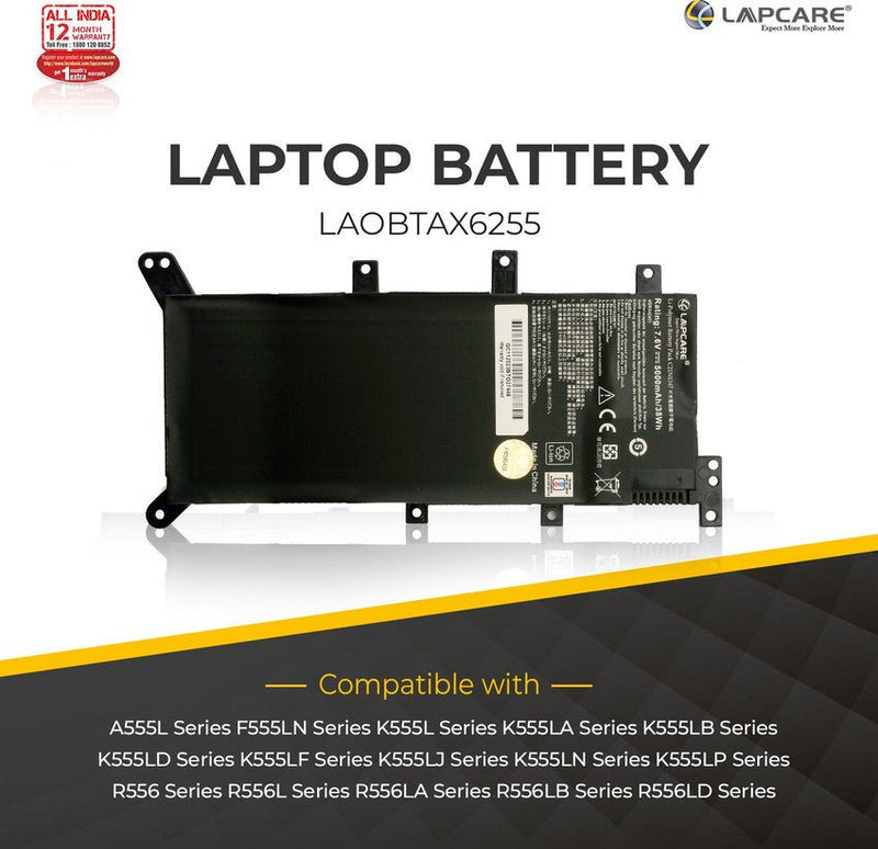Asus C21N1347 Compatible Laptop Battery 38Whr 4100mAh 7.6V 2 Cell - SWIFT PERIPHERALSLAOBTAX6255
