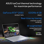 ASUS CREATOR SERIES VIVOBOOK 14X OLED 2023, INTEL CORE I5 - 12450H 12TH GEN, 14.0 - INCH 90HZ, CREATOR/GAMING LAPTOP (16GB/512GB SSD/RTX 2050/WIN11/FP/63WHR/SILVER/1.40 KG),K3405ZFB - KM542WS - SWIFT PERIPHERALS90NB11H2-M004J0