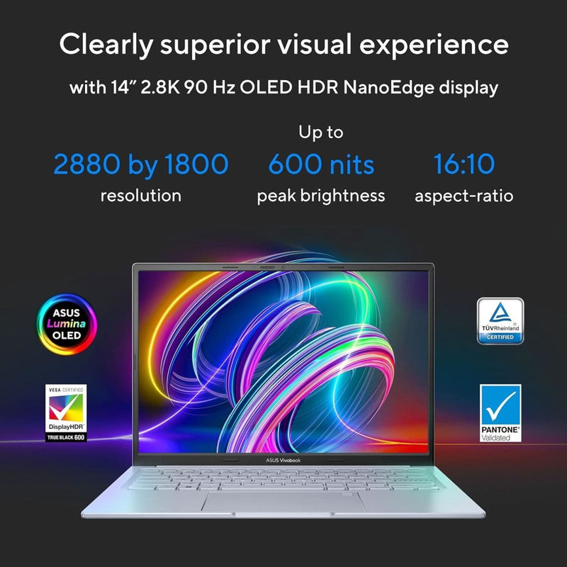 ASUS CREATOR SERIES VIVOBOOK 14X OLED (2023), INTEL CORE I7 - 12650H 12TH GEN, 14 INCH (35.56 CM) 2.8K 90HZ OLED, CREATOR/GAMING LAPTOP (16GB/1TB/4GB RTX 2050/WIN11/SILVER/1.4 KG), K3405ZFB - KM752WS - SWIFT PERIPHERALS90NB11H2-M006U0