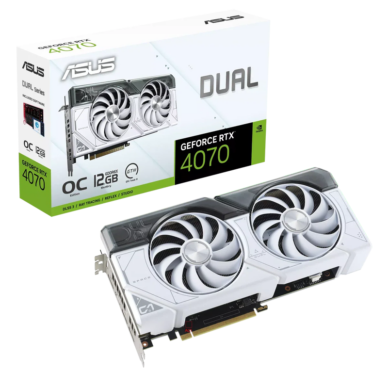 ASUS Dual GeForce RTX 4070 White OC 12GB GDDR6X 192 - Bit Graphics Card - SWIFT PERIPHERALSDUAL-RTX4070-O12G-WHITE