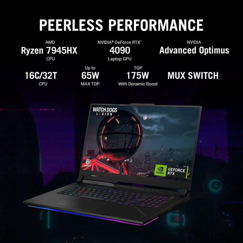ASUS G733PZ - LL046WS [R9 - 7945HX RYZEN/16GB DDR4/1TB SSD/WIN11 HOME+MSO/17.3 INCH/12GB GRAPHICS RTX 4080/1 YEAR(S)/BLACK] - SWIFT PERIPHERALS1084829