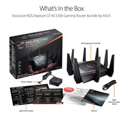 ASUS GT - AC5300 ROG Rapture Tri - band WiFi Gaming Router with Quad - Core Processor - SWIFT PERIPHERALSASUS-GT-AC5300