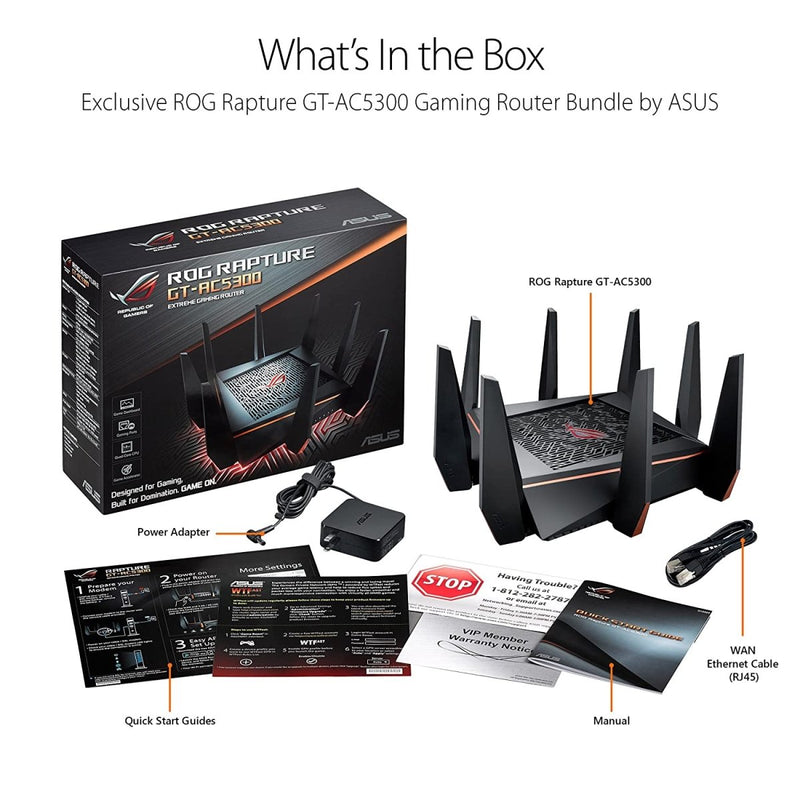 ASUS GT - AC5300 ROG Rapture Tri - band WiFi Gaming Router with Quad - Core Processor - SWIFT PERIPHERALSASUS-GT-AC5300