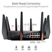 ASUS GT - AC5300 ROG Rapture Tri - band WiFi Gaming Router with Quad - Core Processor - SWIFT PERIPHERALSASUS-GT-AC5300
