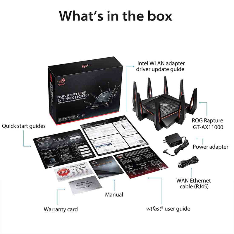 ASUS GT - AX11000 ROG Rapture Tri - band WiFi Gaming Router with a Quad - Core Processor - SWIFT PERIPHERALSASUS-GT-AX11000
