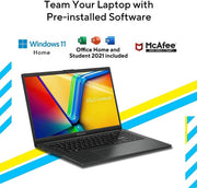 ASUS INTEL CORE I3 13TH GEN - (8 GB/512 GB SSD/WINDOWS 11 HOME) E1504GA - NJ322WS LAPTOP (15.6 INCH, BLACK, WITH MS OFFICE) - SWIFT PERIPHERALS90NB0ZT2-M001J0