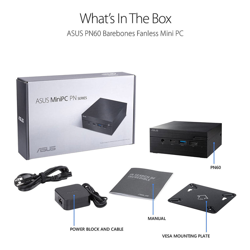 ASUS Mini PC PN60 with Intel Core Processors DDR4 RAM, 4K UHD Support, Wi - Fi and Windows 10 - SWIFT PERIPHERALS90MR0011-M00340