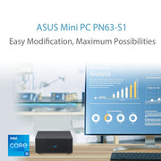 ASUS Mini PC PN63 - S1 with Intel Core i5 Processor with WIFI 6E and USB 3.1 Type - C (No Pre - Installed Storage and Memory) - SWIFT PERIPHERALS90MR00Q1-M001X0