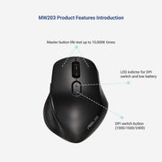 ASUS MW203 MULTI - DEVICE WIRELESS SILENT MOUSE - SWIFT PERIPHERALS104947
