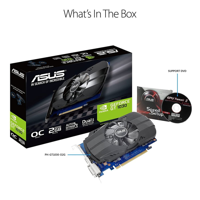 ASUS Phoenix GeForce GT1030 2GB GDDR5 64 - Bit OC Edition Graphics Card with IP5X Dust Resistance - SWIFT PERIPHERALS90YV0AU0-M0IA00