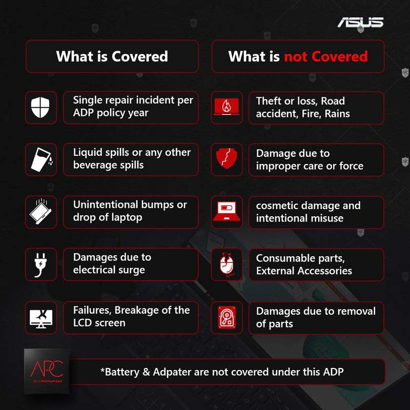 ASUS Premium Care 1 Year Accidental Damage Protection ADP for ASUS ROG Flow Laptops - NOT A LAPTOP - SWIFT PERIPHERALSACX12-002105N-5R