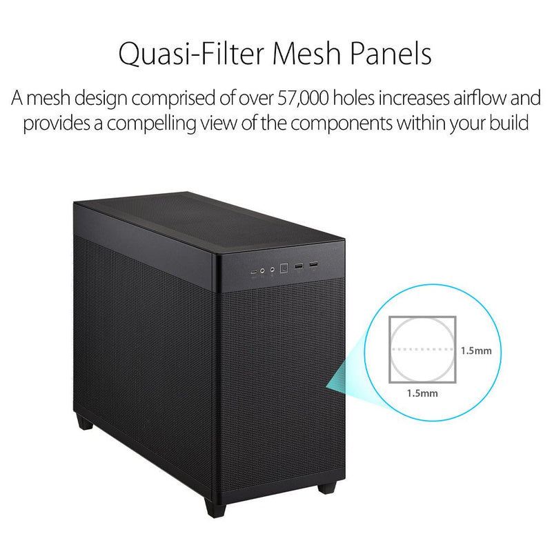 ASUS Prime AP201 Micro - ATX Cabinet with Pre - installed 120mm Fan and USB Type - C (Black) - SWIFT PERIPHERALS90DC00G0-B30000