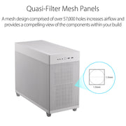 ASUS Prime AP201 Micro - ATX White Cabinet with Pre - installed 120mm Fan and USB Type - C - SWIFT PERIPHERALS90DC00G3-B30000