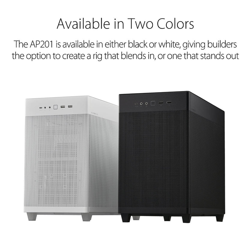 ASUS Prime AP201 Micro - ATX White Cabinet with Pre - installed 120mm Fan and USB Type - C - SWIFT PERIPHERALS90DC00G3-B30000