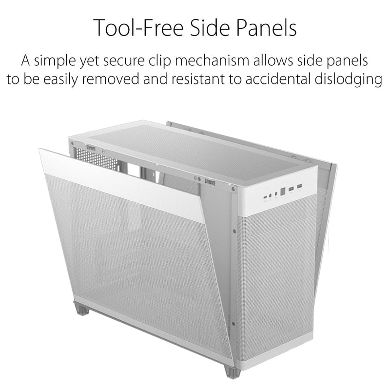 ASUS Prime AP201 Micro - ATX White Cabinet with Pre - installed 120mm Fan and USB Type - C - SWIFT PERIPHERALS90DC00G3-B30000