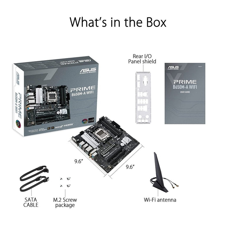 ASUS PRIME B650M - A WIFI AMD B650 AM5 Micro - ATX Motherboard - SWIFT PERIPHERALS90MB1C00-M0EAY0