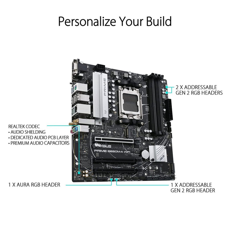 ASUS PRIME B650M - A WIFI AMD B650 AM5 Micro - ATX Motherboard - SWIFT PERIPHERALS90MB1C00-M0EAY0